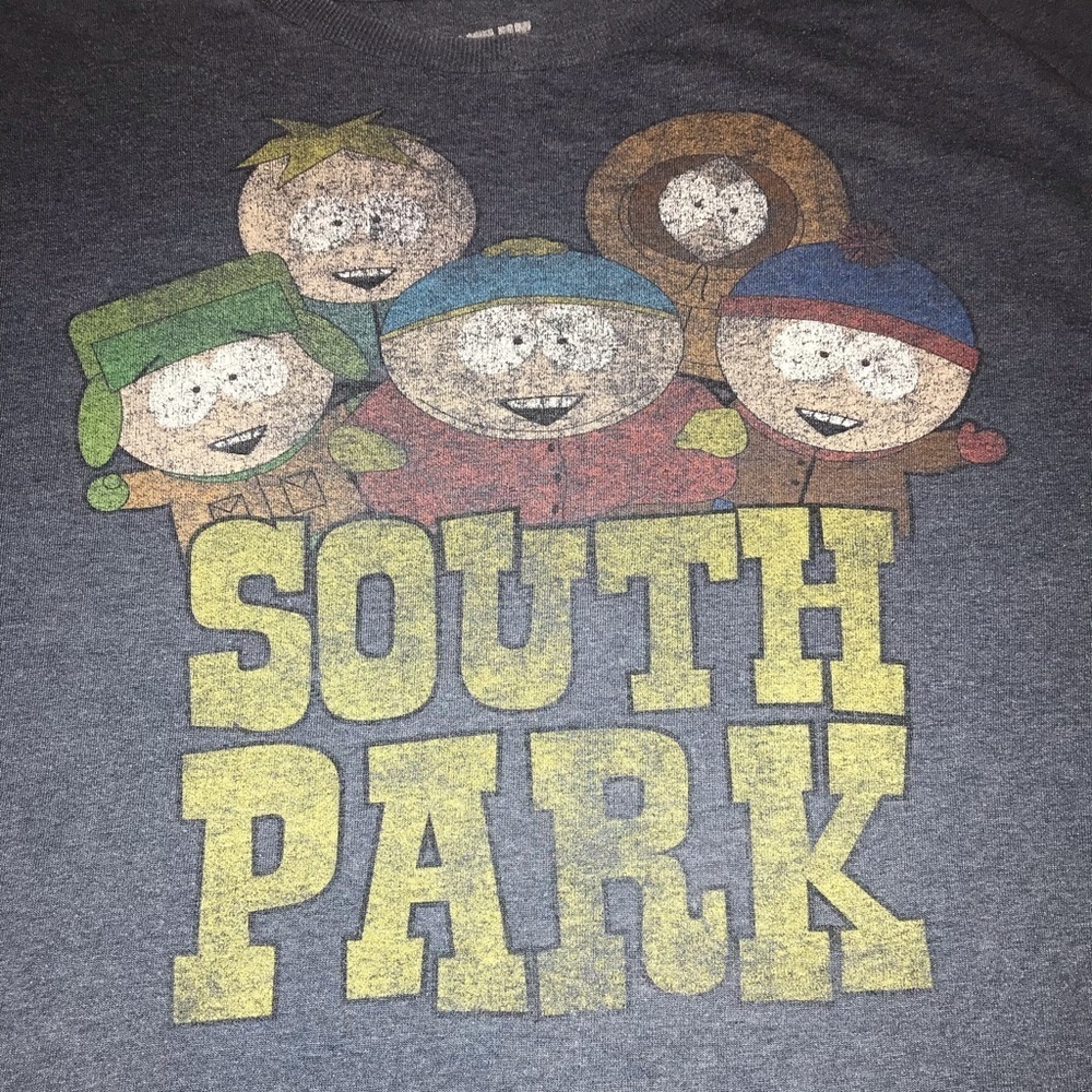 South Park T-shirt SZ L Distressed Trashed Faded Worn Paper Thin Skater Tee